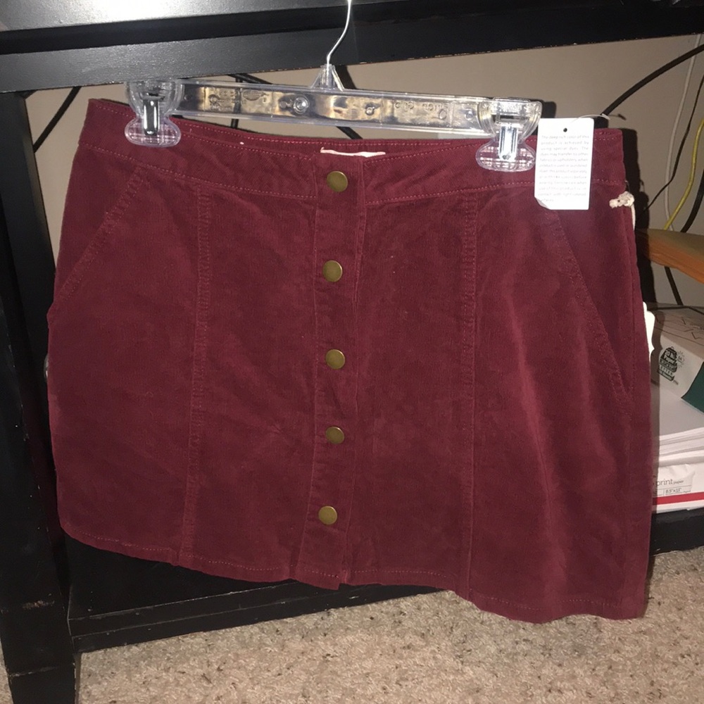 Red Corduroy button up skirt NEVER WORN